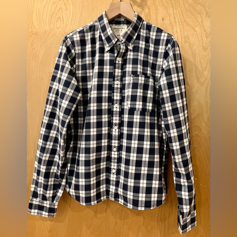 Abercrombie & Finch Muscle Fit Mens Plaid Button Up Shirt XXL